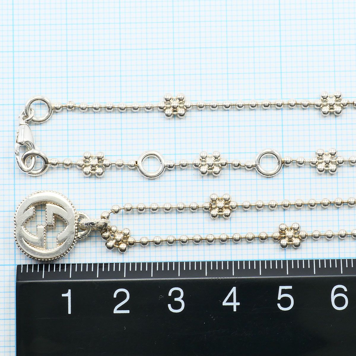 Gucci Interlocking Flower 925 Sterling Silver Necklace Gross Weight 40 — view 5