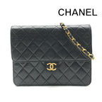 Chanel Shoulder Bag Chain Vintage Quilted CC Logo Black