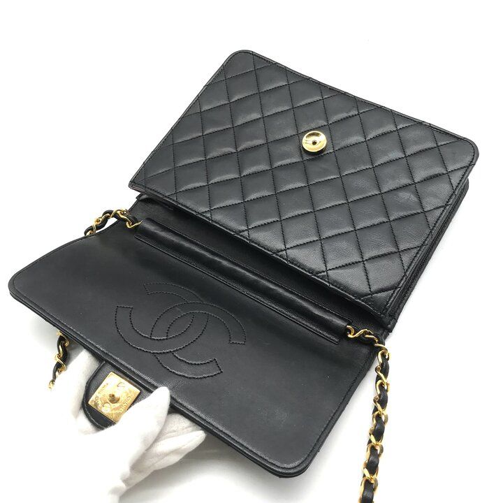 Chanel Shoulder Bag Chain Vintage Quilted CC Logo Black — view 7