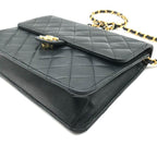 Chanel Shoulder Bag Chain Vintage Quilted CC Logo Black — view 5