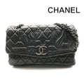 Chanel CC Logo Quilted Paris Moscow Chain Shoulder Bag Vintage Black