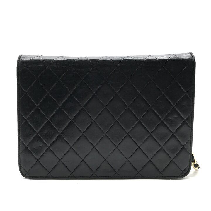 Chanel Shoulder Bag Chain Flap Gold Vintage Black — view 3