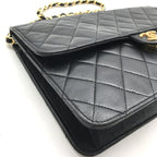 Chanel Shoulder Bag Chain Flap Gold Vintage Black — view 6