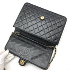 Chanel Shoulder Bag Chain Flap Gold Vintage Black — view 8