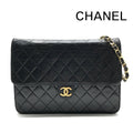 Chanel Shoulder Bag Chain Flap Gold Vintage Black