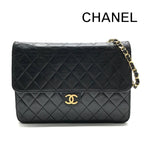 Chanel Shoulder Bag Chain Flap Gold Vintage Black