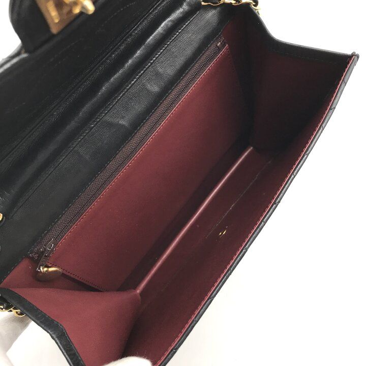 Chanel Shoulder Bag Chain Flap Gold Vintage Black — view 9