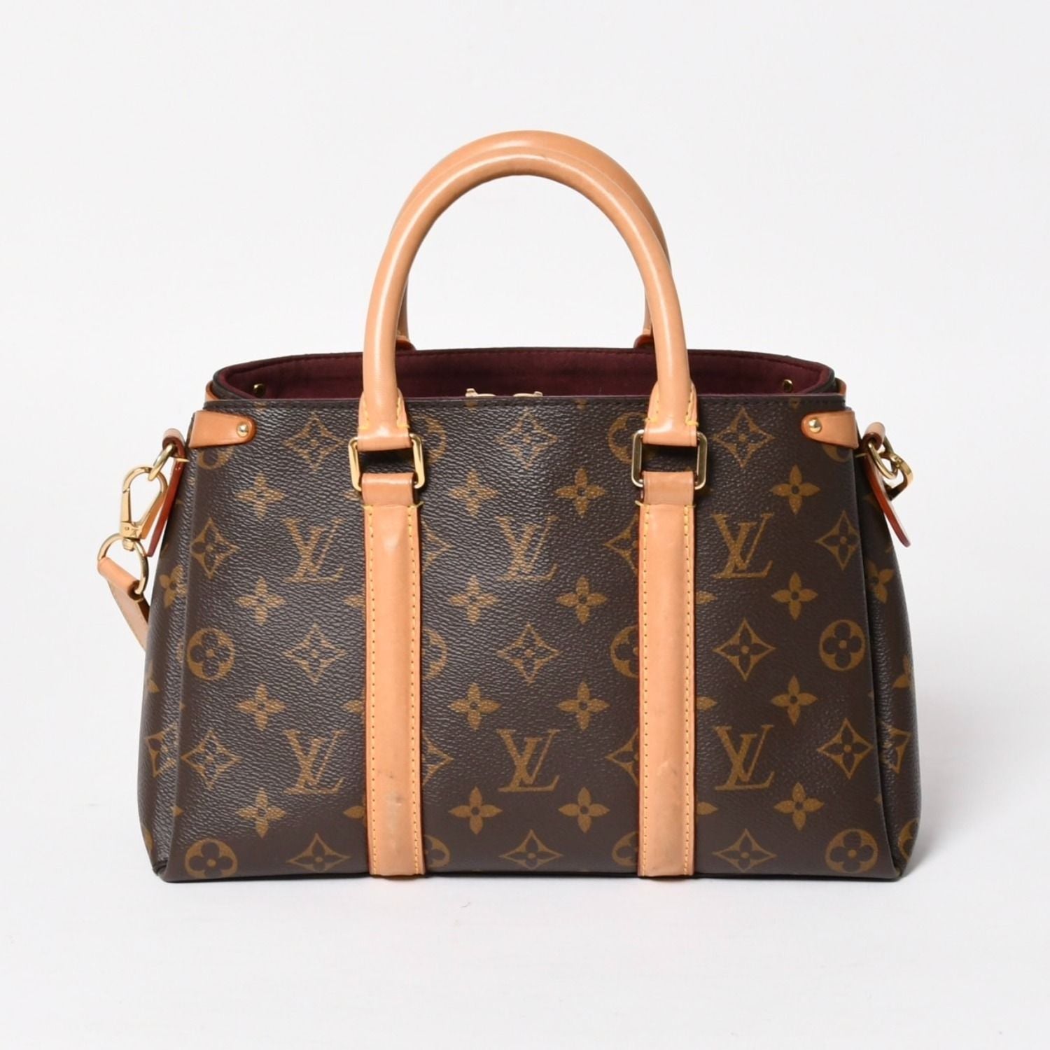 Louis Vuitton Soufflot BB Monogram Handbag Canvas Vachetta Leather Brown — view 2