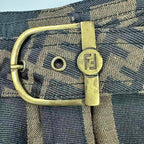 Fendi Zucca Pattern FF Logo with Belt Mini Skir Brown Black 44 Skirt — view 5