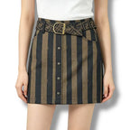 Fendi Zucca Pattern FF Logo with Belt Mini Skir Brown Black 44 Skirt