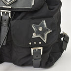 Prada Tessuto Nylon Robot Backpack Saffiano Leather Studs Metal Black — view 6