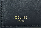 Celine Card Case Shiny Calfskin Bifold Triomphe Holder Black Gold Small Compact — view 5
