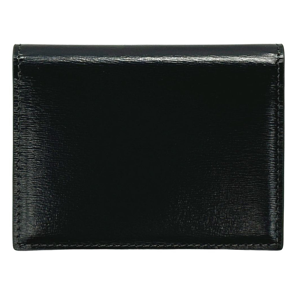 Celine Card Case Shiny Calfskin Bifold Triomphe Holder Black Gold Small Compact — view 2