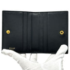 Celine Card Case Shiny Calfskin Bifold Triomphe Holder Black Gold Small Compact — view 4
