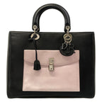 Dior Handbag Lady Large Bag Black Light Pink Green Pocket Leather
