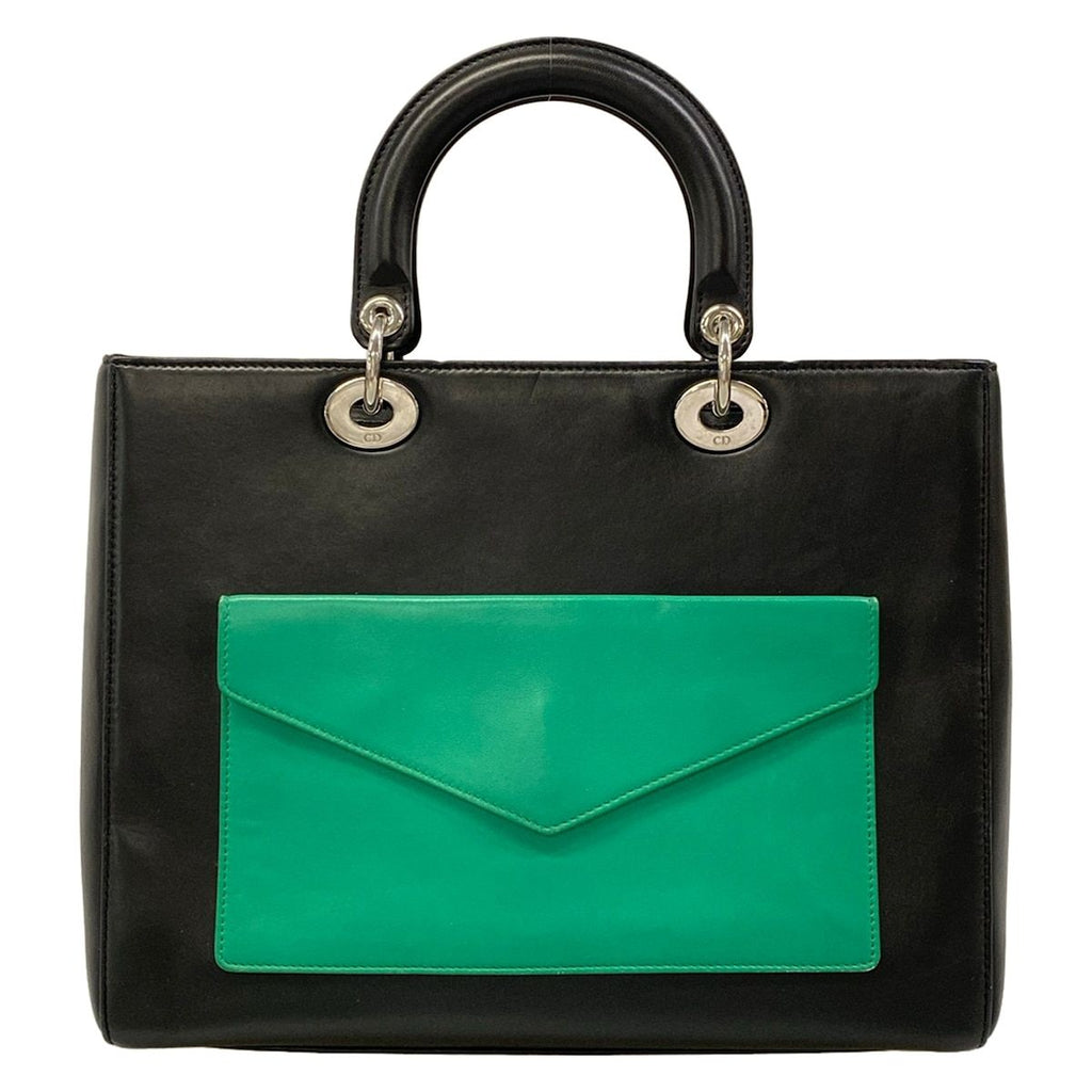 Dior Handbag Lady Large Bag Black Light Pink Green Pocket Leather — view 3