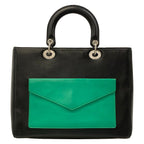Dior Handbag Lady Large Bag Black Light Pink Green Pocket Leather — view 3