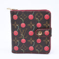 Louis Vuitton Monogram Cherry Compact Zip Bifold Wallet Takashi Murakami Brown