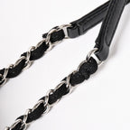 Chanel Deauville MM Chain Strap Tote Shoulder Bag Dark Navy Black Cotton Fiber — view 7