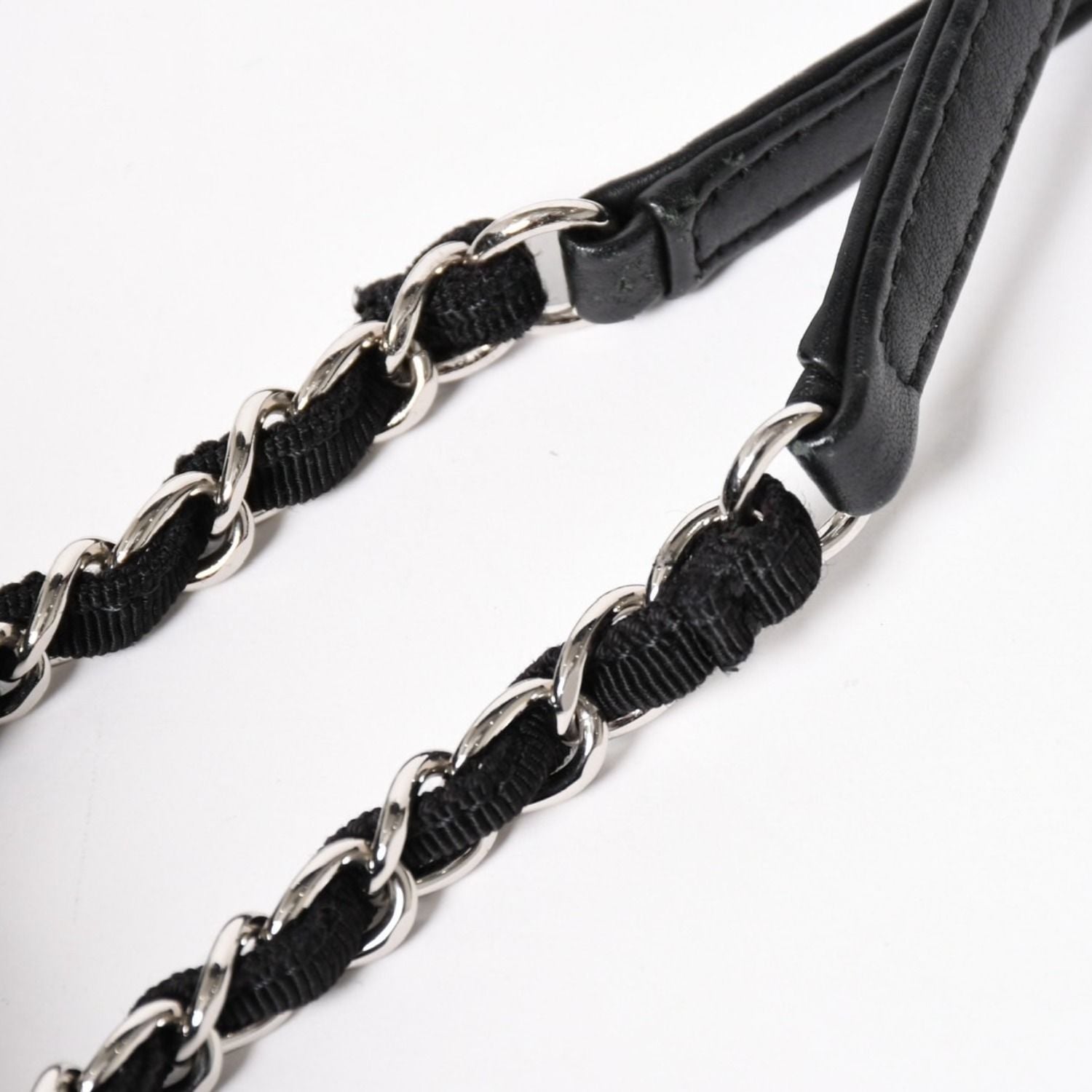 Chanel Deauville MM Chain Strap Tote Shoulder Bag Dark Navy Black Cotton Fiber — view 7