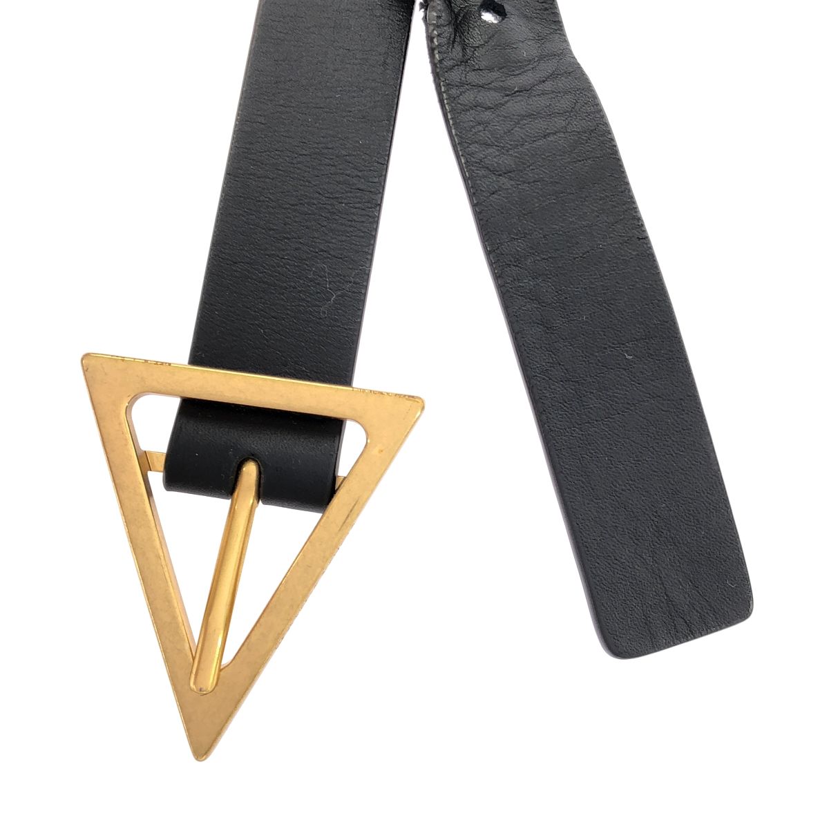 Bottega Veneta Grasp Triangle Buckle Leather Belt Black 75 — view 2