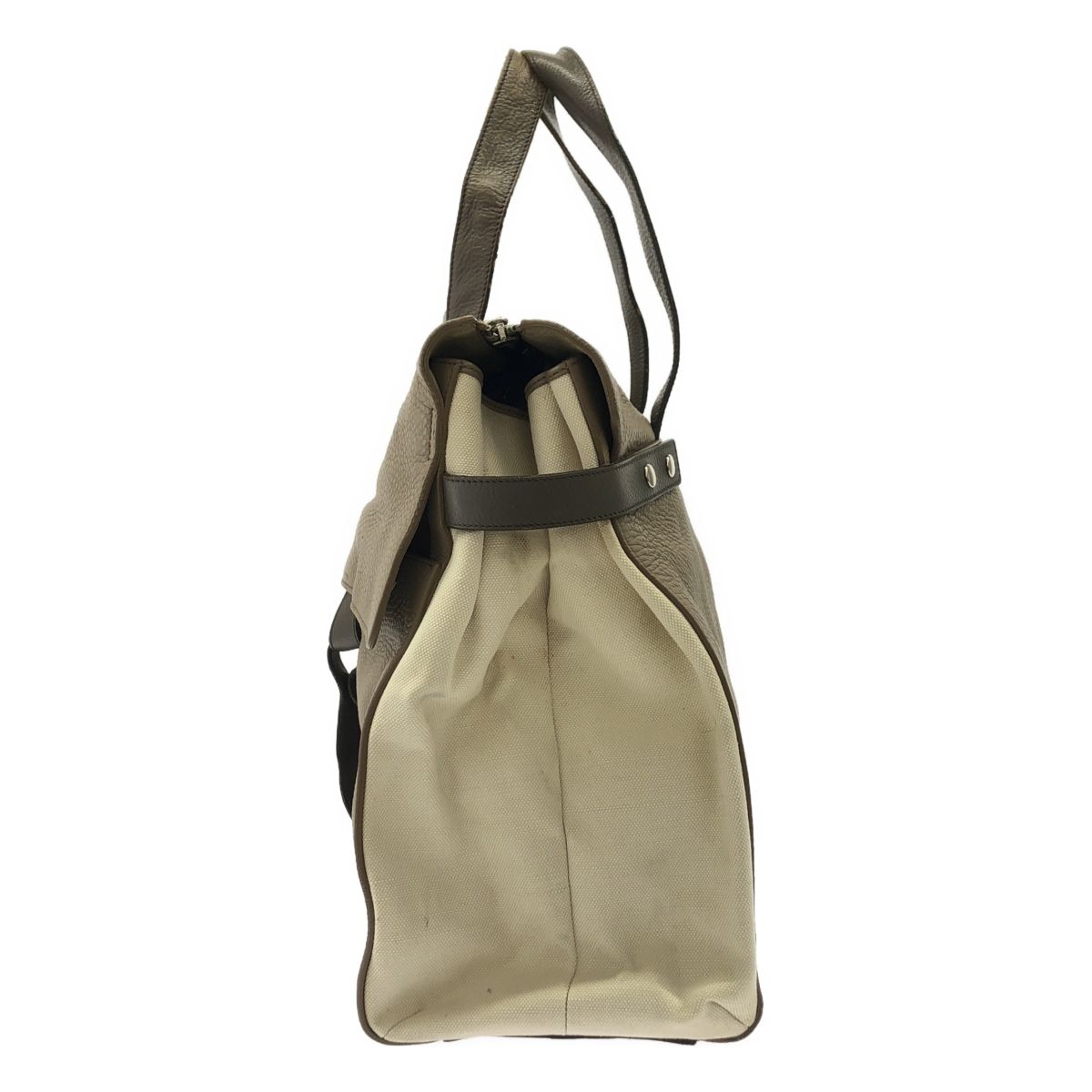 Saint Laurent Leather Canvas Handbag Beige — view 3