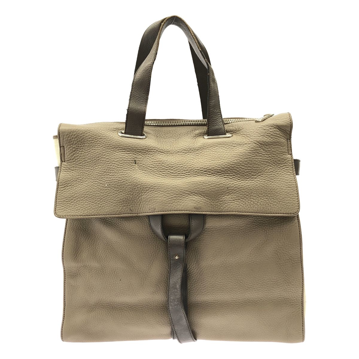 Saint Laurent Leather Canvas Handbag Beige