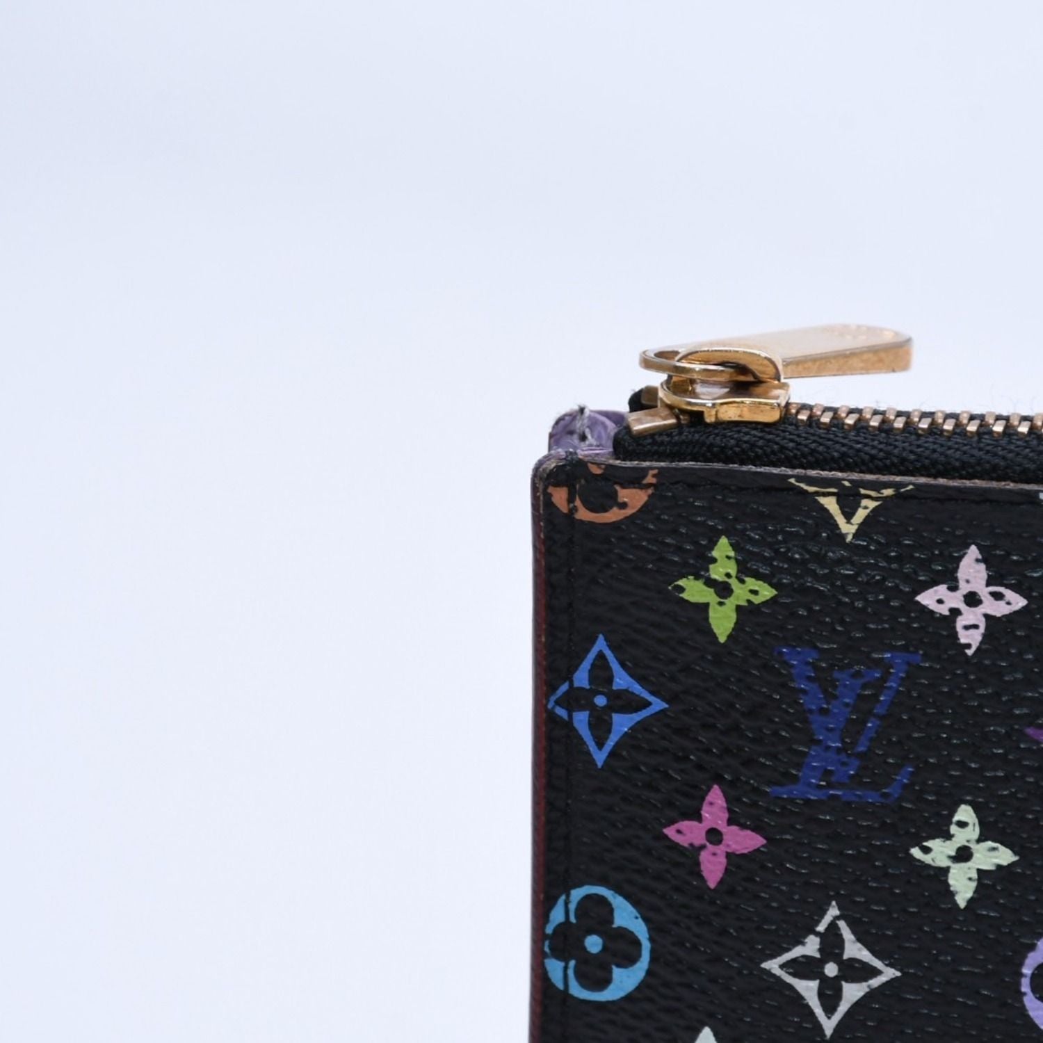 Louis Vuitton Monogram Multicolor Pochette Cles Coin Purse Noir Wallet Gold — view 8