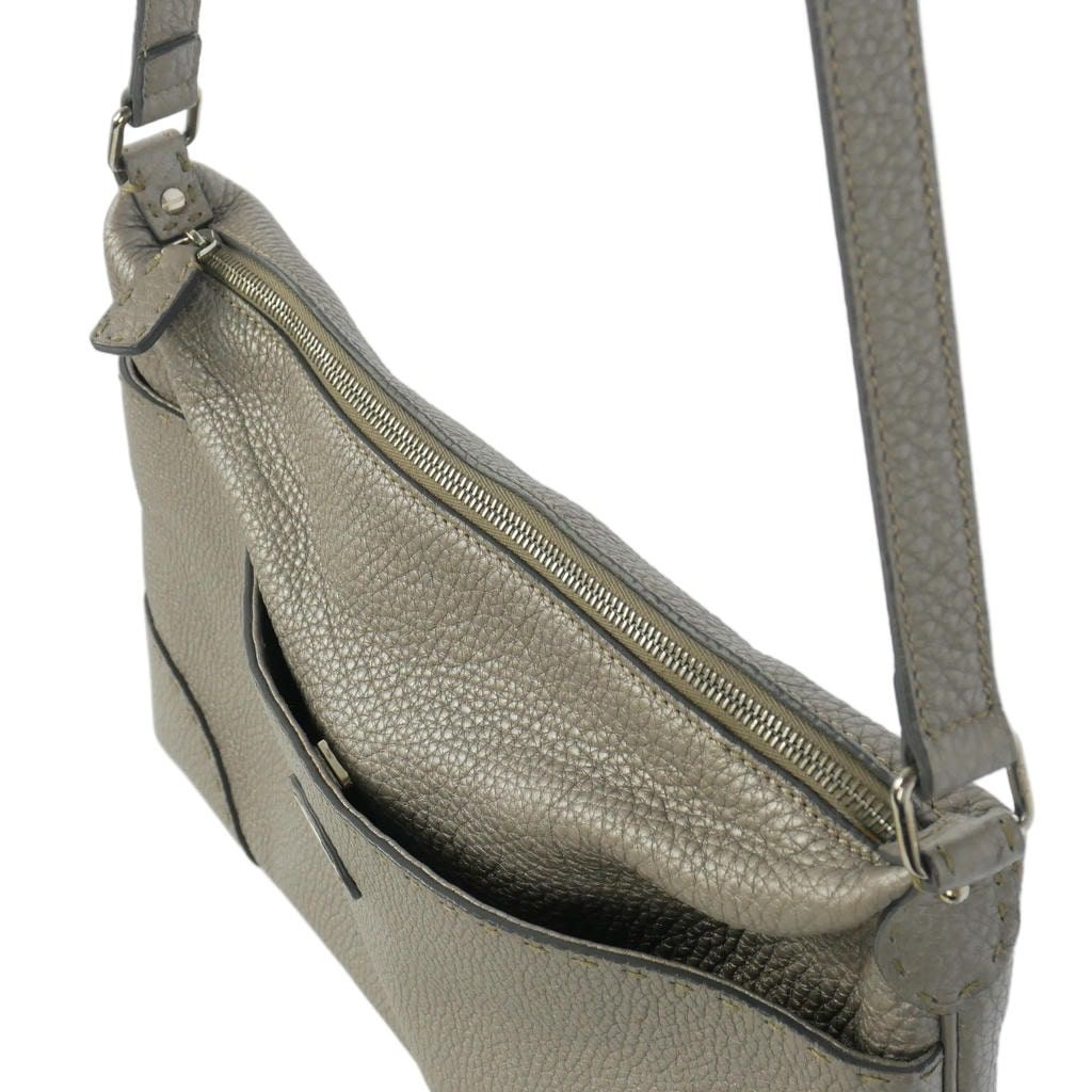Fendi Shoulder Bag Leather Crossbody Square Beige — view 4