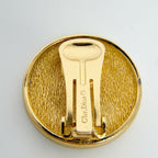Dior Round CD Logo Earrings Plated Gold Vintage — view 4