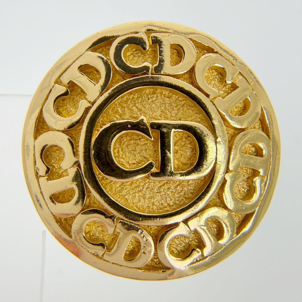 Dior Round CD Logo Earrings Plated Gold Vintage — view 3