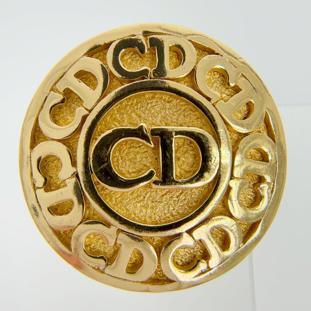 Dior Round CD Logo Earrings Plated Gold Vintage — view 2