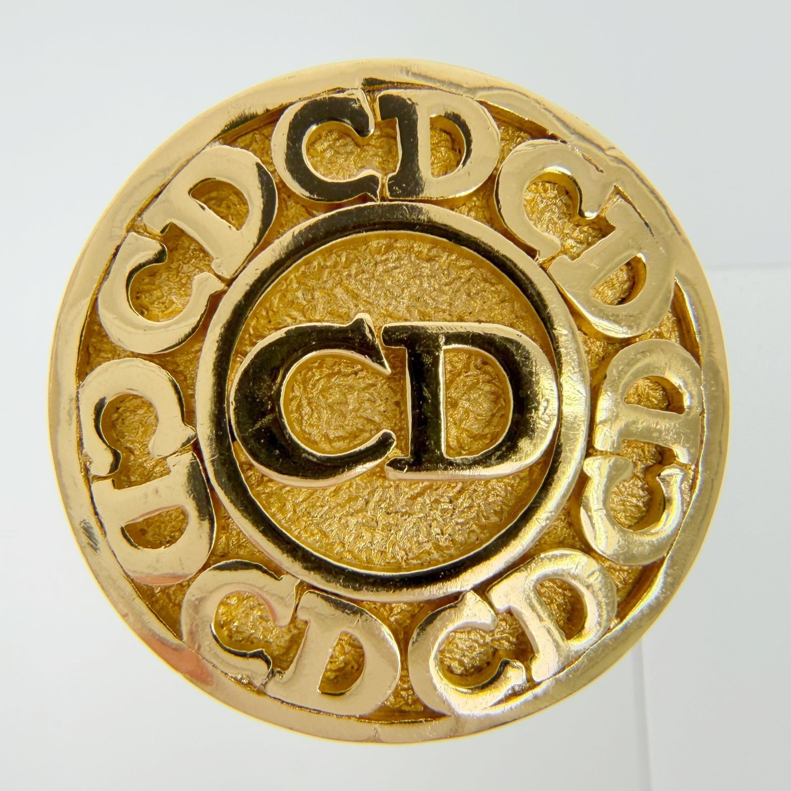 Dior Round CD Logo Earrings Plated Gold Vintage — view 2