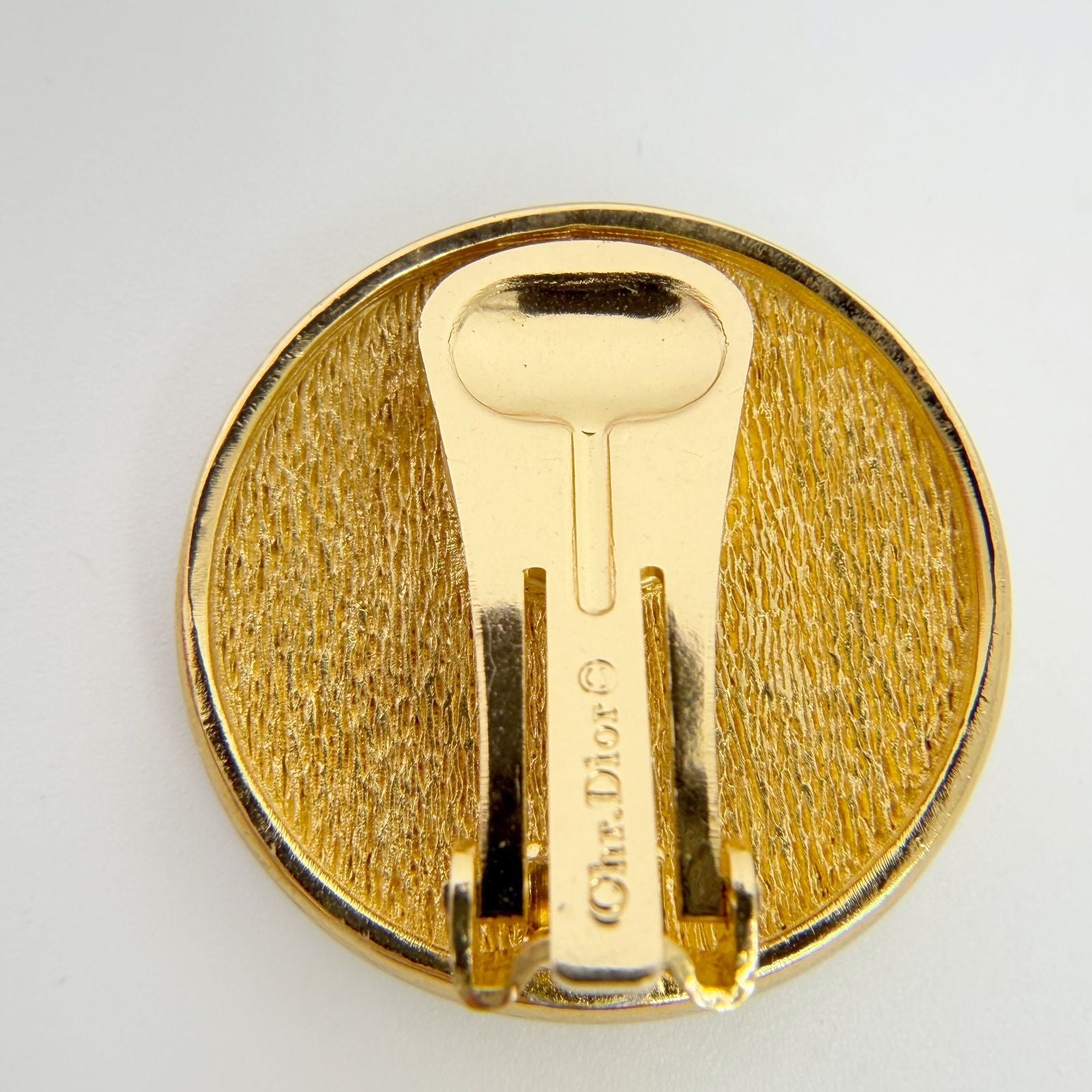 Dior Round CD Logo Earrings Plated Gold Vintage — view 5