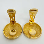 Dior Round CD Logo Earrings Plated Gold Vintage — view 6