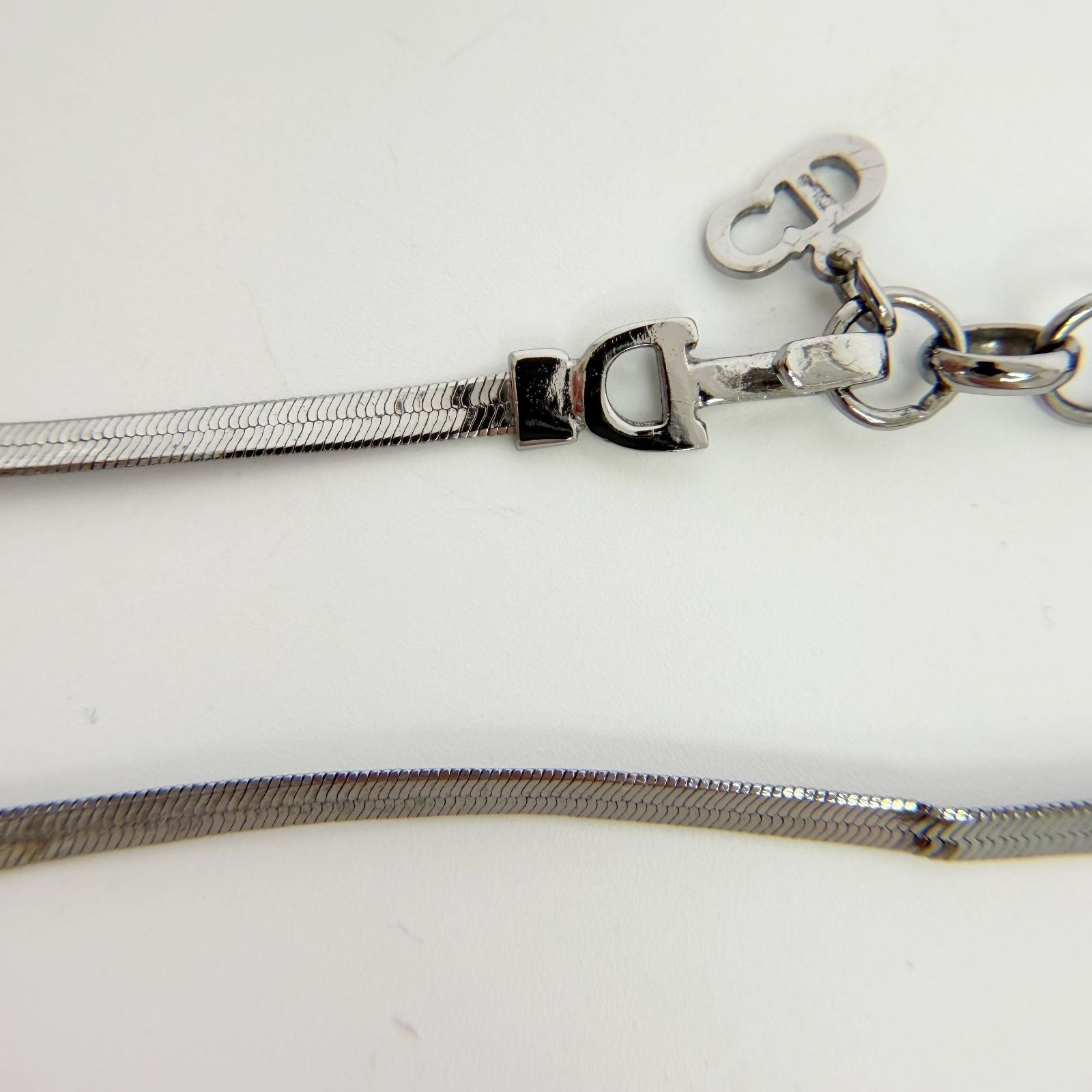 Dior CD Logo Ribbon Necklace Plating Silver Vintage — view 8