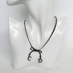 Dior CD Logo Ribbon Necklace Plating Silver Vintage