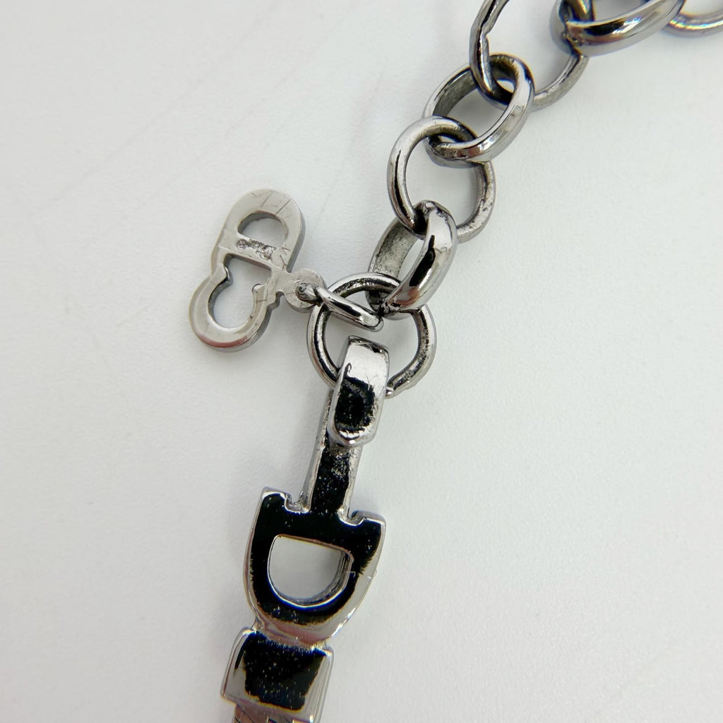 Dior CD Logo Ribbon Necklace Plating Silver Vintage — view 4