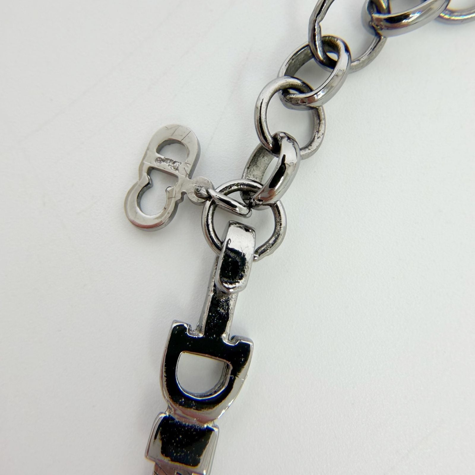 Dior CD Logo Ribbon Necklace Plating Silver Vintage — view 4