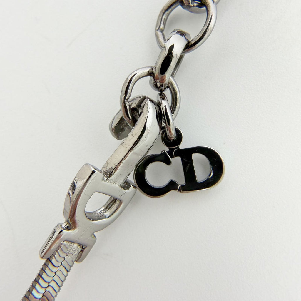 Dior CD Logo Ribbon Necklace Plating Silver Vintage — view 6