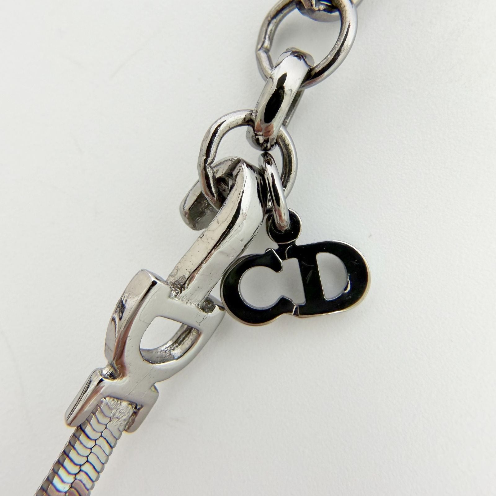 Dior CD Logo Ribbon Necklace Plating Silver Vintage — view 6