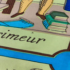 Hermes Carre 90 L'alphabet Des Metiers the Abcs of Work Scarf Large Blue — view 5