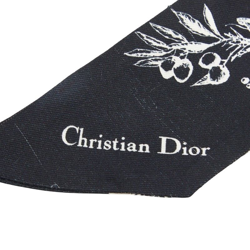 Dior Toile de Jouy Flower Mitzah Scarf Twilly Black White Silk — view 2