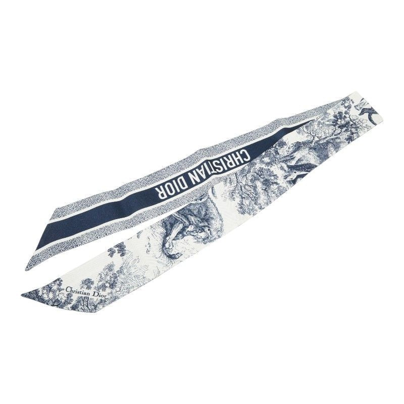 Dior Toile de Jouy Sauvage Silk Twill Mitzah Scarf Twilly Navy Ivory