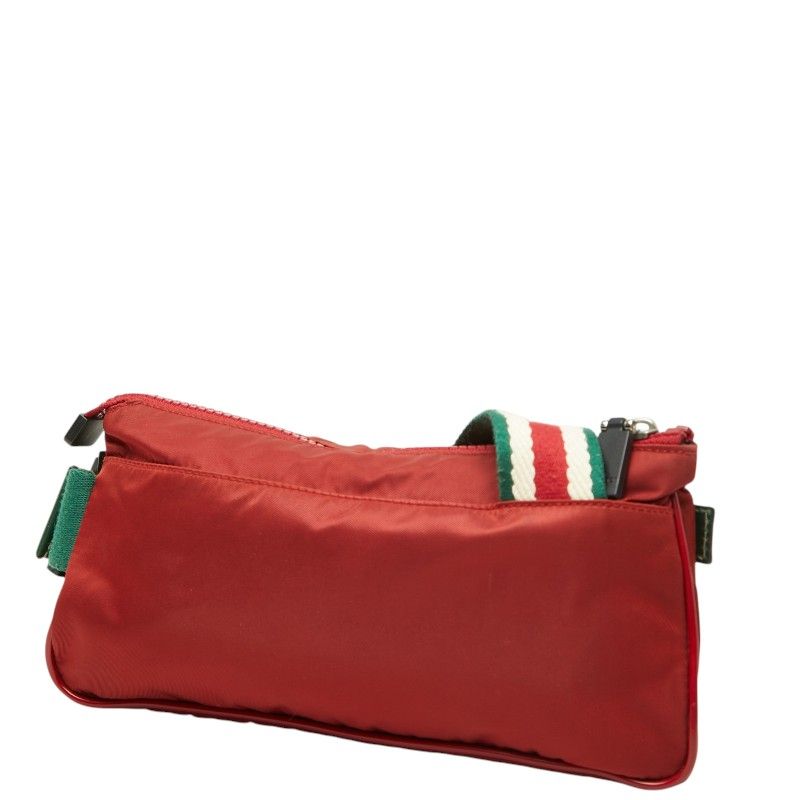 Gucci Logo Belt Bag Red Green Nylon — view 2