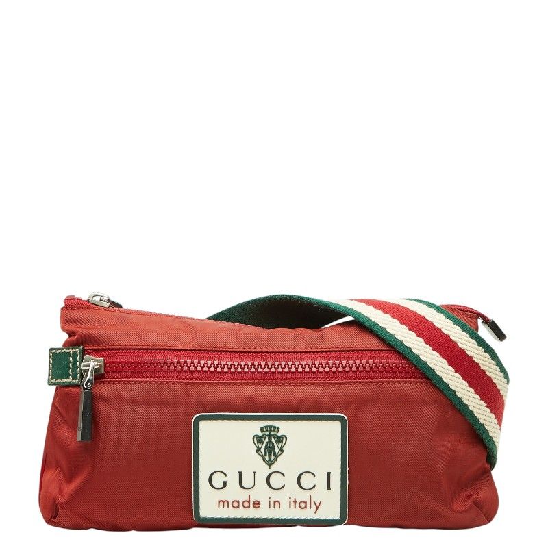 Gucci Logo Belt Bag Red Green Nylon