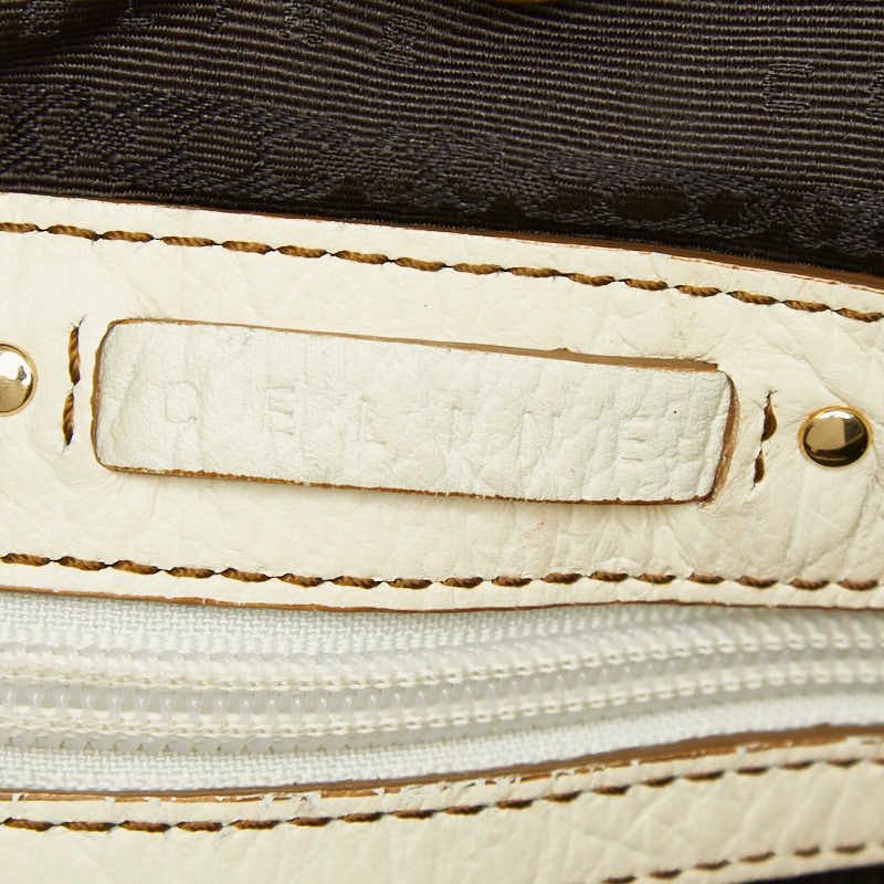 Celine Shoulder Bag Brown White Canvas Leather — view 7