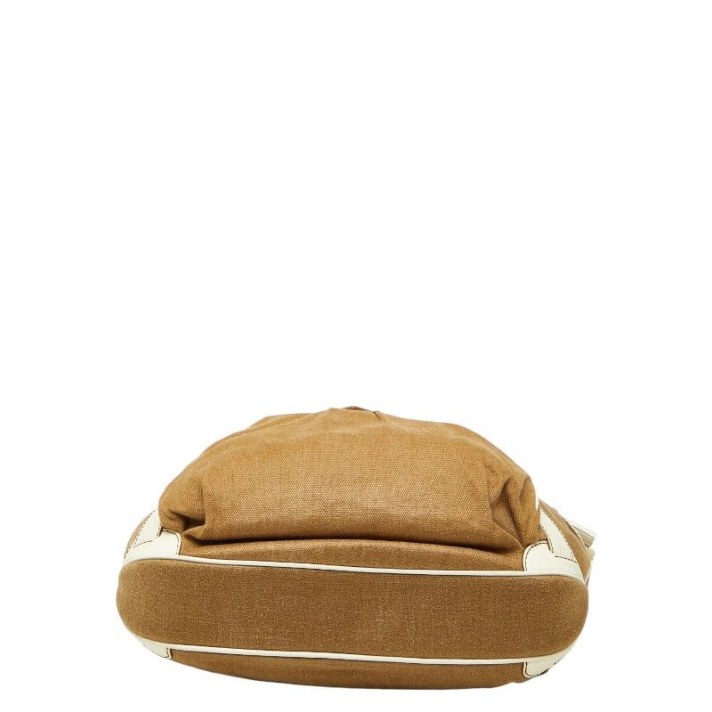 Celine Shoulder Bag Brown White Canvas Leather — view 3