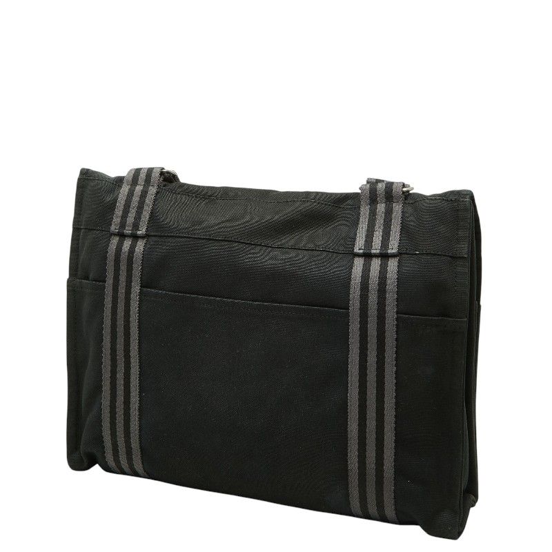 Hermes Fourre Tout Besace MM Crossbody Shoulder Bag Black Gray Canvas — view 2