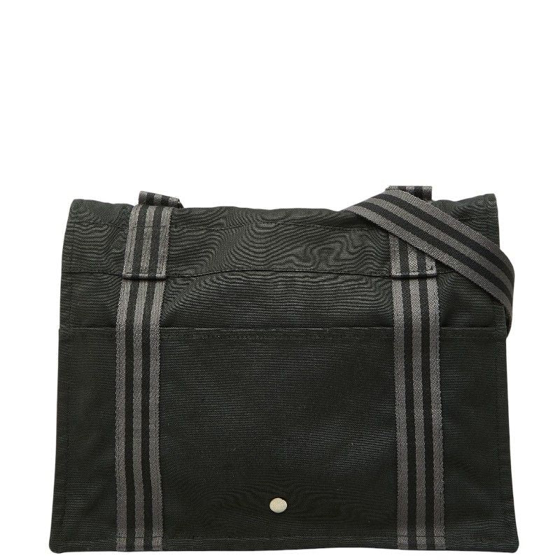 Hermes Fourre Tout Besace MM Crossbody Shoulder Bag Black Gray Canvas